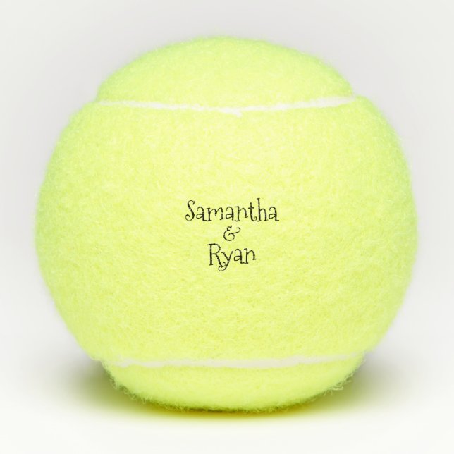 Custom Couple Names Fun Font Tennis Balls (Front)