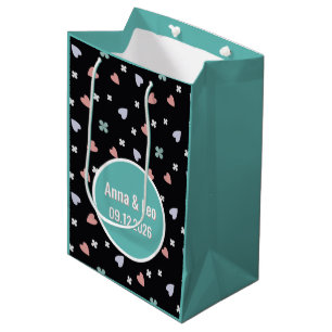 Custom Couple Names Lucky Heart Date Medium Gift Bag