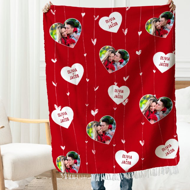 Custom couple names photo hearts Blanket  (Creator Uploaded)