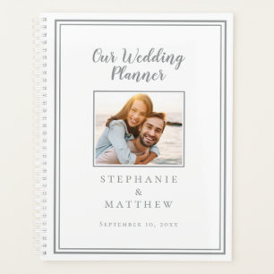 Custom Couple Photo Chic Grey & White Wedding Planner