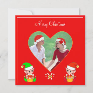 Custom Couple Photo & Cute Elf Christmas