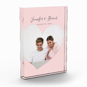 Custom Couple Photo Heart Blush Pink Anniversary