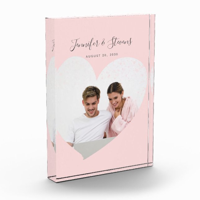 Custom Couple Photo Heart Blush Pink Anniversary (Left)