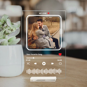 Custom Couple Photo Love Music Acrylic Plaque Acrylic Sign