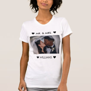 Custom Couple photo name Mr and Mrs Just married T-Shirt