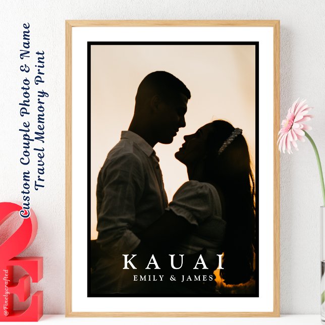 Custom Couple Photo & Name Travel Memory Print (Creator Uploaded)