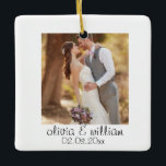 Custom Couple Photo Ornament Personalized Gift<br><div class="desc">Create a beautiful keepsake with this personalized couple photo ornament. Add your favorite photo and names to make a unique romantic gift for anniversaries,  weddings,  or Christmas.</div>