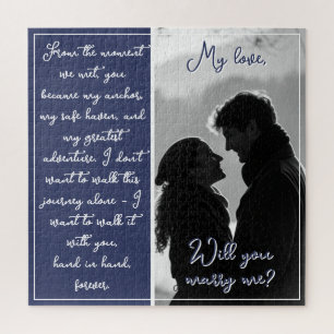 Custom Couple Photo Proposal Will You Marry Me Jigsaw Puzzle