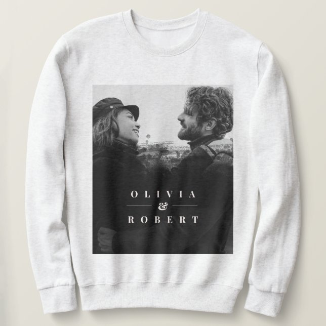 Custom Couple Photo Stylish Black Abstract Sweatshirt (Design Front)