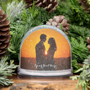 Custom couple photo text  snowglobe