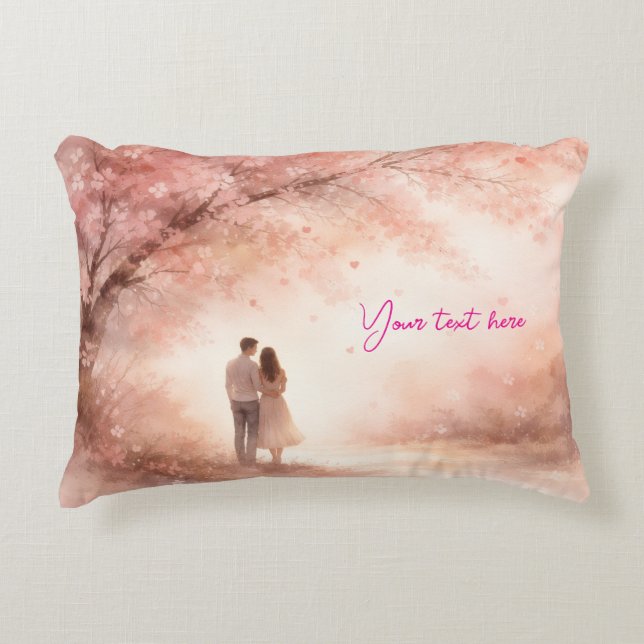 Custom Couple Pillow - Cherry Blossom Love (Front)