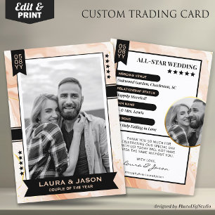 Custom Couple Trading Card, Rose Wedding Keepsake Calling Card