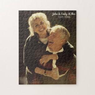 Custom Couple Wedding Anniversary Vintage Jigsaw Puzzle