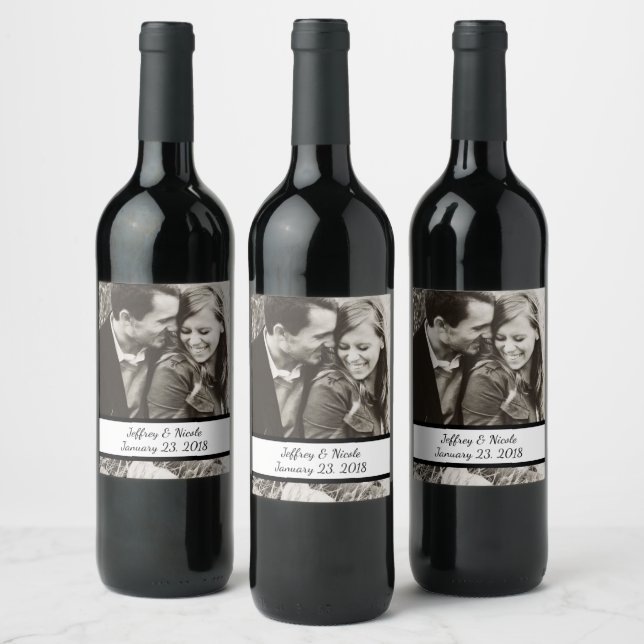Custom Couple Wedding Photo Gift Personalised Wine Label (Bottles)