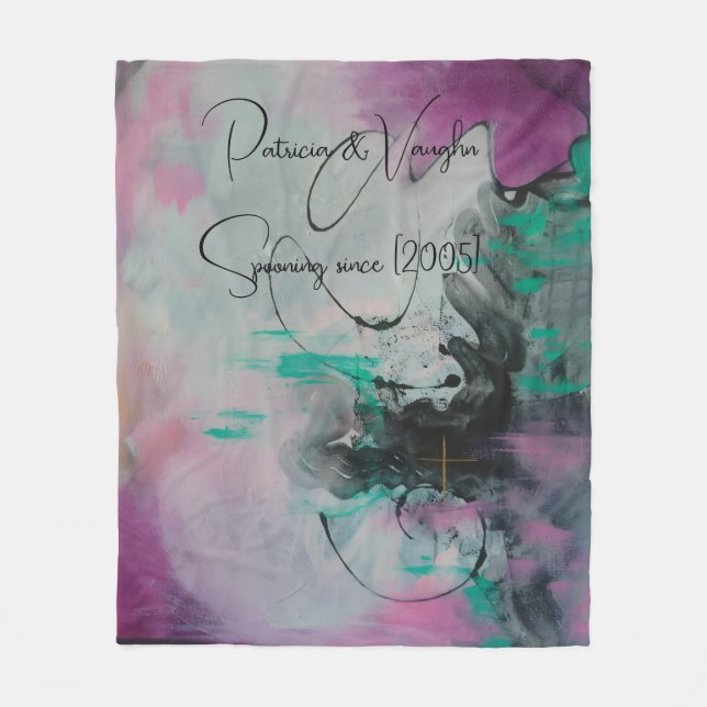 Custom Couple's Anniversary  Fleece Blanket (Front)