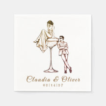 Custom Couples Cocktail Chic 1974 Style Wedding