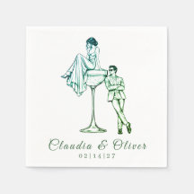 Custom Couples Cocktail Chic Green Wedding