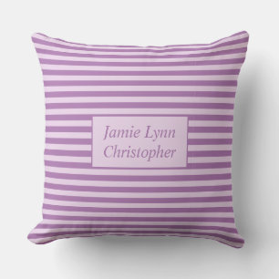 Custom Couples Names Purple Stripes Cushion