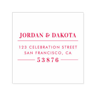 Custom Couple's Names Red Wedding Return Address Self-inking Stamp