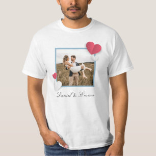 Custom Couples Photo Name Text Personalised T-Shirt