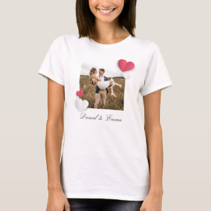 Custom Couples Photo Name Text Personalized T-Shirt