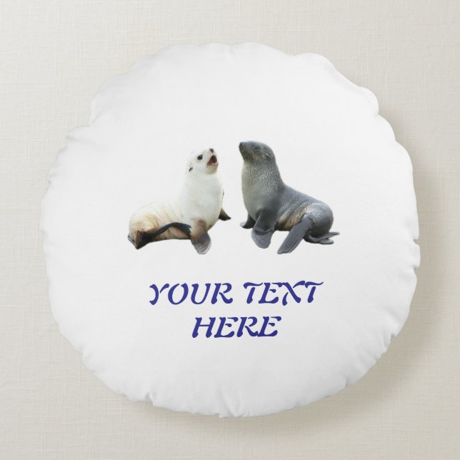 Custom Couples Photo Text Template Round Cushion (Front)