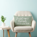 Custom Couples Sage Faith Family Friends Lumbar Cushion<br><div class="desc">Fully Customisable Couples Earth Tone and Sage Faith Family Friends throw pillow available in other colours or styles. Make it your own with your family name or gift it to a friend! Perfect for a housewarming or new apartment. This pillow can be changed to another colour, or the design can...</div>