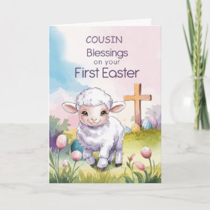 Custom Cousin Baby’s First Easter Religious Card