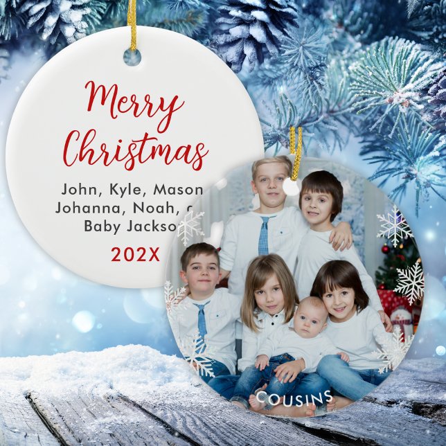 Custom Cousins Photo Christmas Ceramic Tree Decoration (Custom Cousins Photo Christmas Ceramic Ornament
)