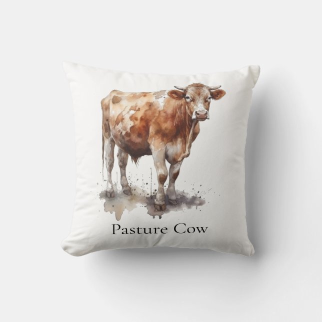 Custom Cow Farmhouse Cottage Accent Cushion (Front)