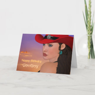 Custom Cowboy Cowgirl Birthday Card