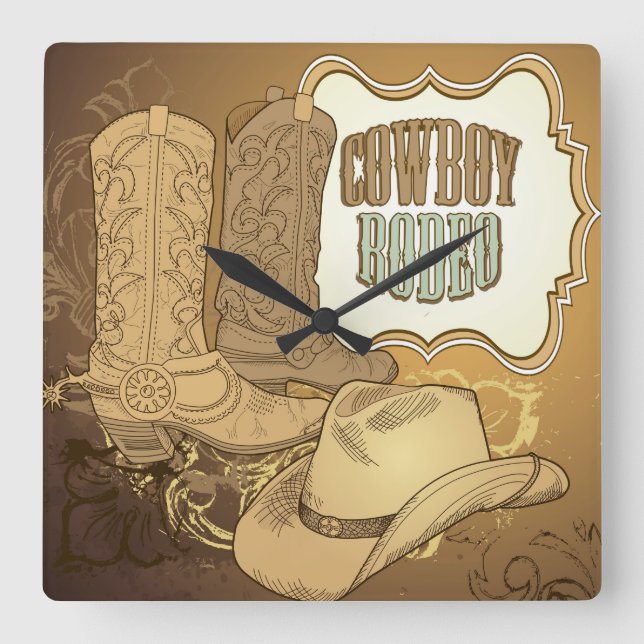 Custom Cowboy Rodeo Wall Clock (Front)