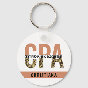 Custom CPA Certified Public Accountant Leopard  Key Ring