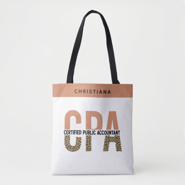 Custom CPA Certified Public Accountant Leopard Tote Bag (Front)