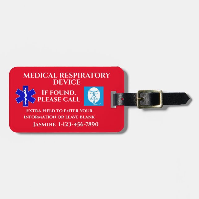 Custom CPAP Machine Carry-On Luggage Tag (Front Horizontal)