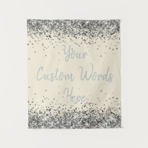 Custom Cream and Silver Birthday Party Photo Booth Tapestry
