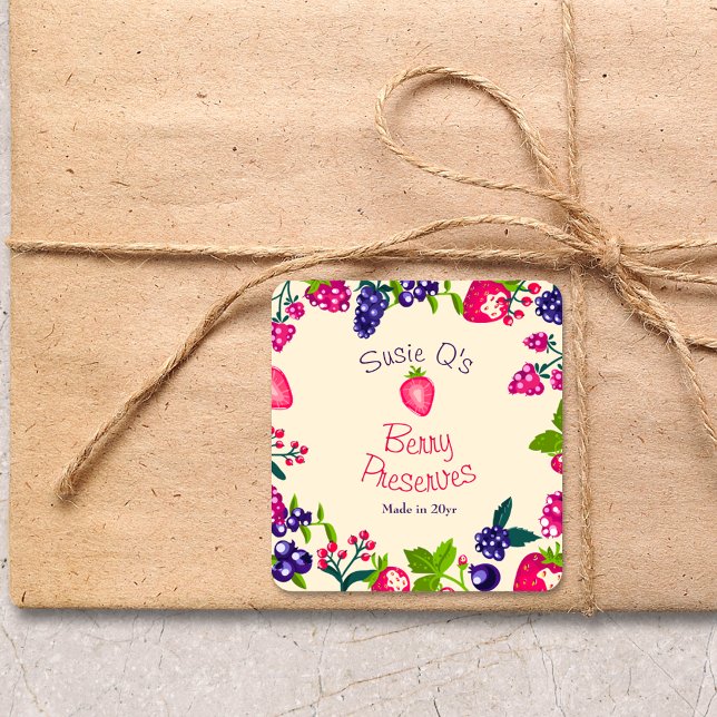 Custom Cream•Berry Preserves DIY Canning Square Sticker (Creator Uploaded)