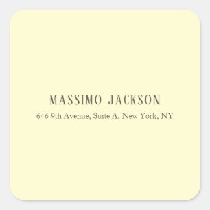 Custom cream personalised minimalist address name square sticker