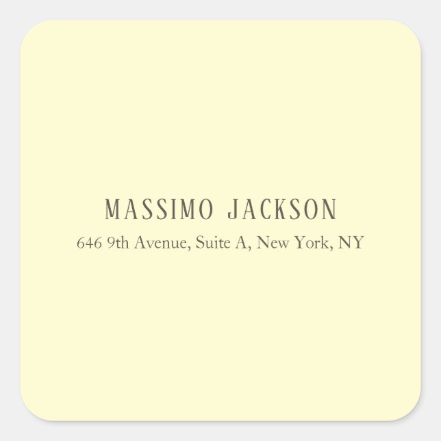 Custom cream personalised minimalist address name square sticker (Front)