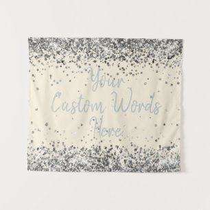 Custom Cream & Silver Birthday Party Photo Booth  Tapestry