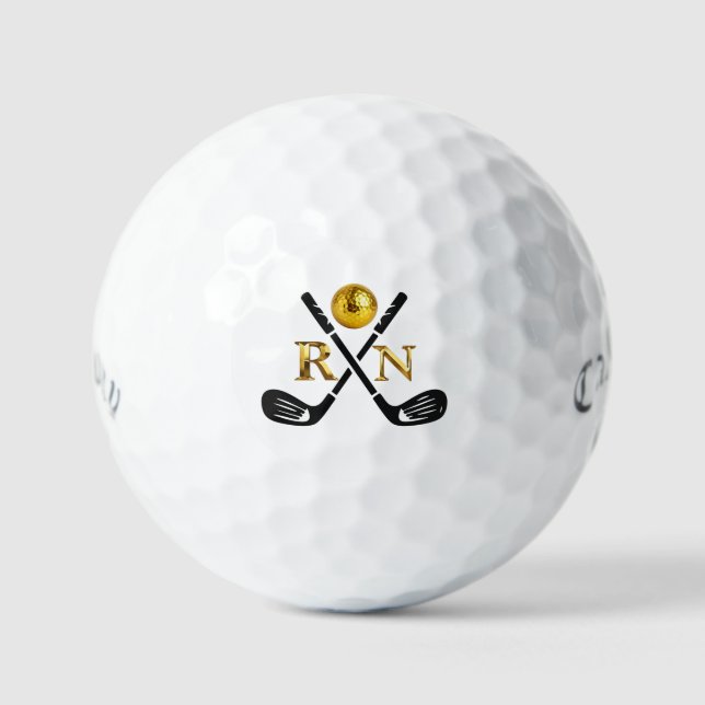 Custom Create Your Own Golf Theme Monogrammed Ball (Front)