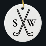 Custom Create Your Own Golf Theme Monogrammed Ceramic Tree Decoration<br><div class="desc">Logo style golf clubs with your monogram initials. Perfect and simple golf theme to create your own personalised holiday Christmas ornament. Great as a gift for those that love to play golf.</div>