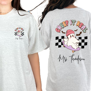 Custom Creep It Real Skateboarding Ghost Halloween T-Shirt