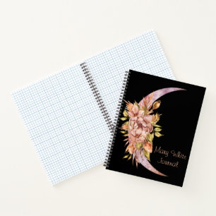 Custom Crescent Moon and Flower Journal