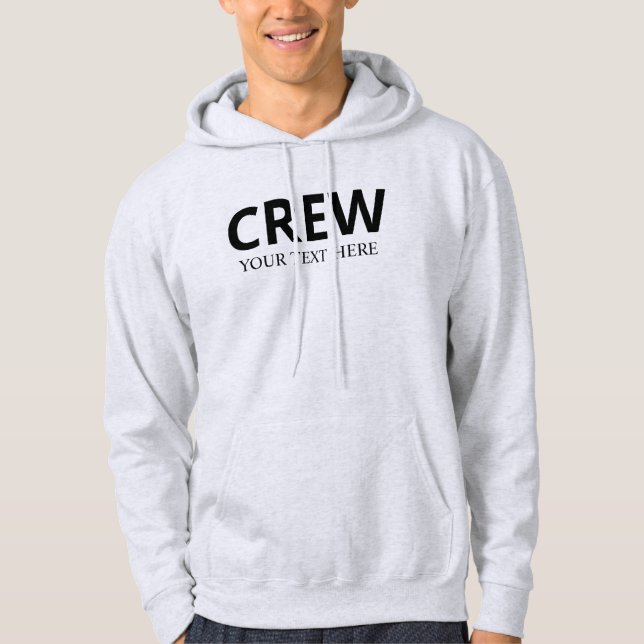 Custom Crew Member Add Logo Text Here Mens Ash Hoodie (Front)