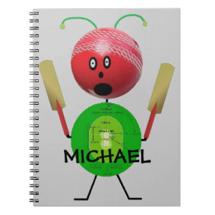 Custom Cricket Cartoon Spiral Notebook