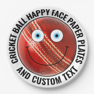 Custom Cricket Theme Party BLUE EYES Happy Face 9" Paper Plate