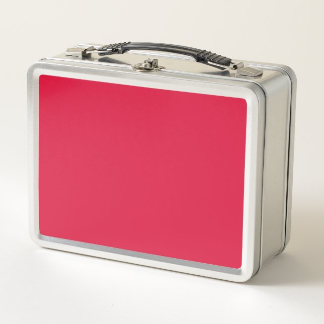 Custom Crimson Red + Light Beige Tin Lunchbox (Front)