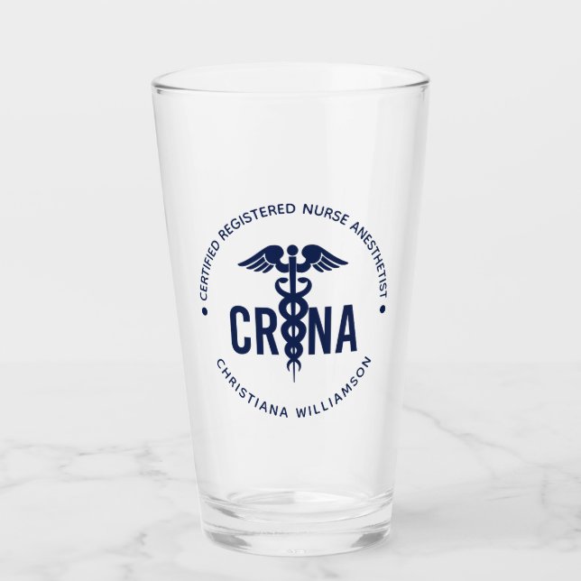 Custom CRNA Certified Registered Nurse Anaesthetis Glass (Front)