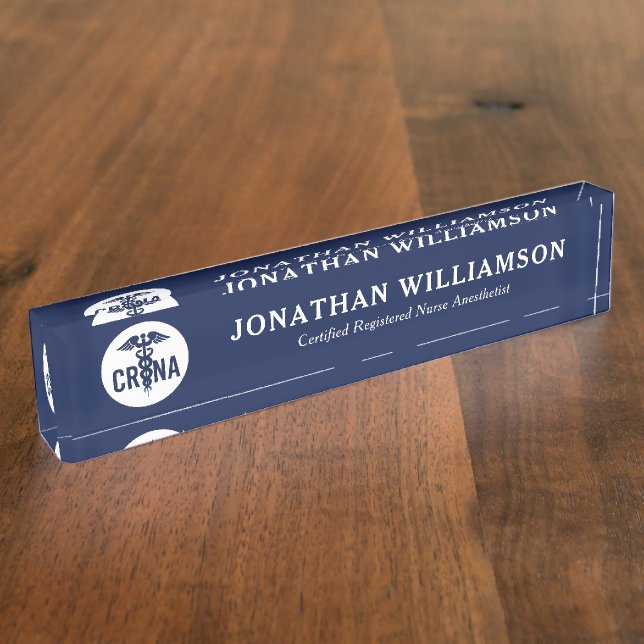 Custom CRNA Certified Registered Nurse Anaesthetis Nameplate (Side)